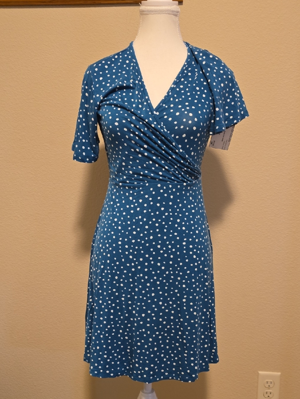 41 Hawthorn Teal Polka Dot Faux-Wrap Midi Dress